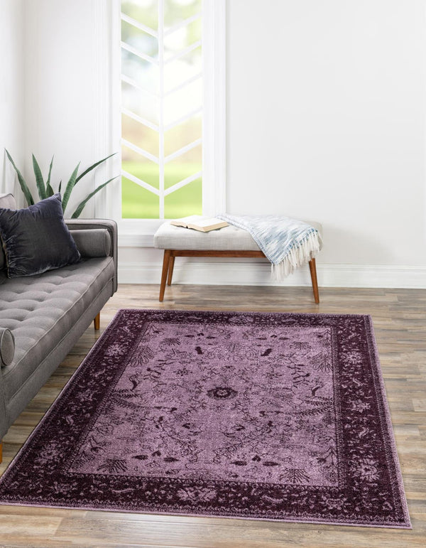Unique Loom Purple La Jolla 6' Round Rug - Vibrant Luxury Centerpiece For Home Décor And Modern Living Spaces Purple  3114662-unique-loom
