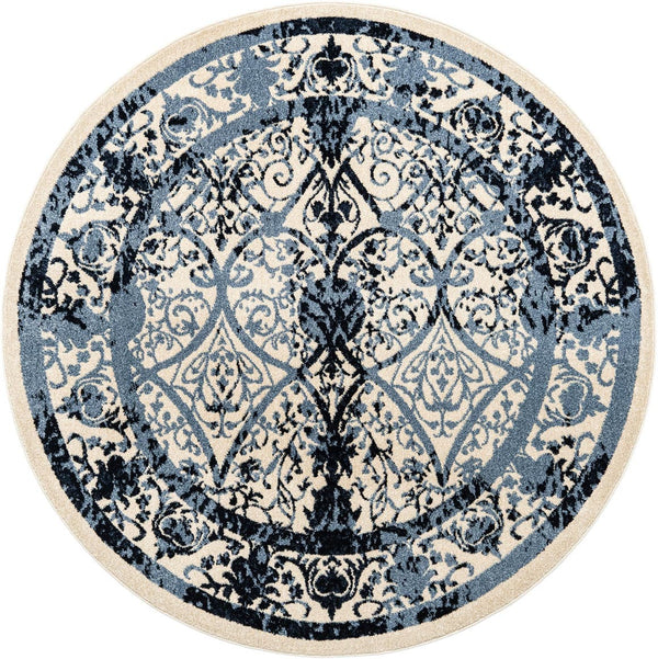 Unique Loom Purple La Jolla 6' Round Rug - Vibrant Luxury Centerpiece For Home Décor And Modern Living Spaces Ivory,Blue  3114693-unique-loom