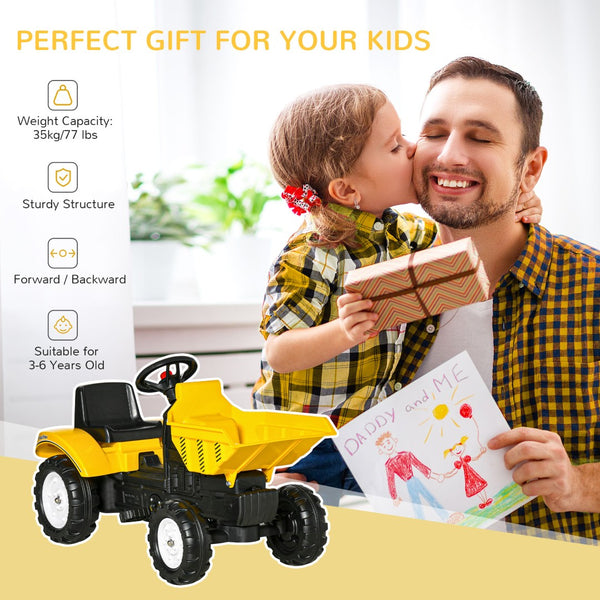 English Elm Aosom Kids Pedal Excavator Toy with Scooping Bucket and Rear Hitch for Ages 3 to 6 W2225P217061