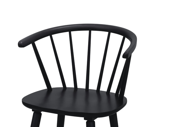 English Elm 2pc Black Contemporary Counter Height Stool Set with Spindle Back, Ergonomic Curved Seat, Durable Finish B011P378322