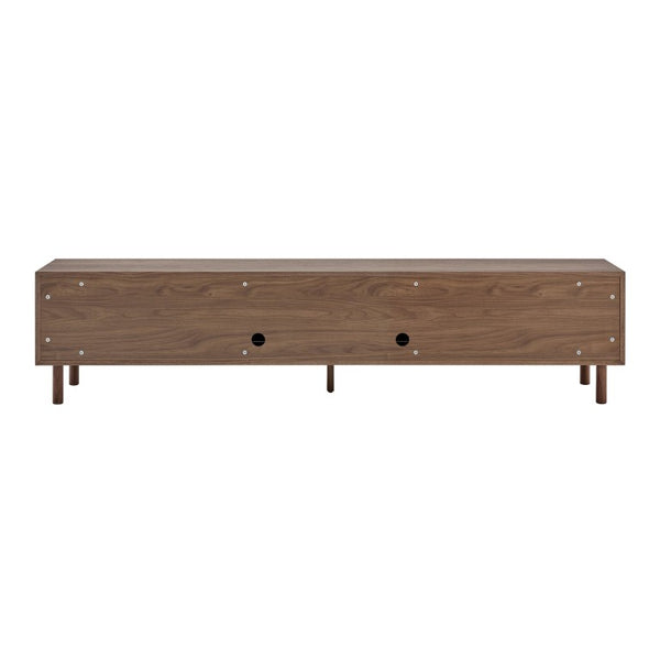 EuroStyle Kayla Ash Veneer Media Stand with Fishbone Doors for Contemporary Living Rooms Walnut 31152-WAL