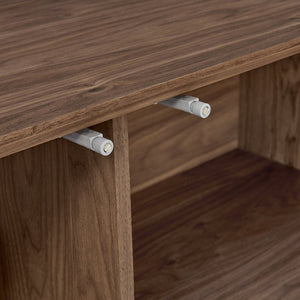 EuroStyle Kayla Ash Veneer Media Stand with Fishbone Doors for Contemporary Living Rooms Walnut 31152-WAL
