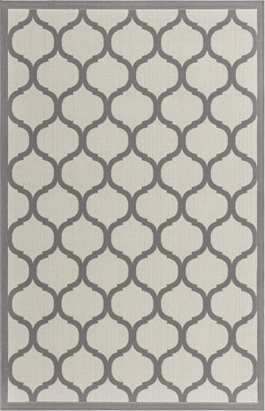 Unique Loom Outdoor Trellis Moroccan Machine Made Geometric Rug Gray, Silver 5' 1" x 8' 0"