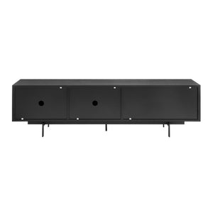 EuroStyle Birmingham Oak Veneer Media Stand with Push Open Doors and Powder Coated Steel Legs Black/Black 31160BLK-KIT