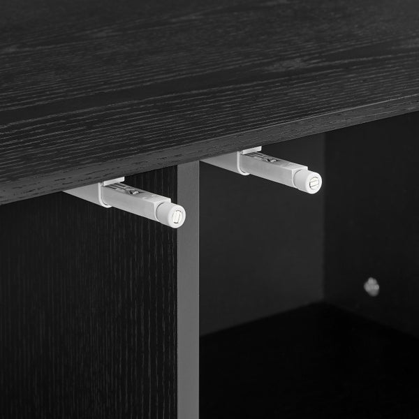 EuroStyle Birmingham Oak Veneer Media Stand with Push Open Doors and Powder Coated Steel Legs Black/Black 31160BLK-KIT