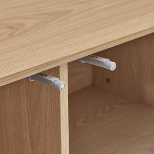 EuroStyle Birmingham Oak Veneer Media Stand with Push Open Doors and Powder Coated Steel Legs Oak/Black 31160OAK-KIT