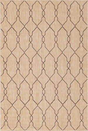 Unique Loom Outdoor Trellis Links Trellis Machine Made Trellis Rug Natural, Brown/Ivory 6' 1" x 9' 0"