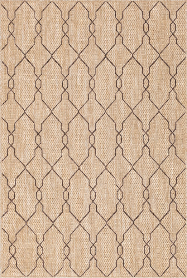 Unique Loom Outdoor Trellis Links Trellis Machine Made Trellis Rug Natural, Brown/Ivory 6' 1" x 9' 0"