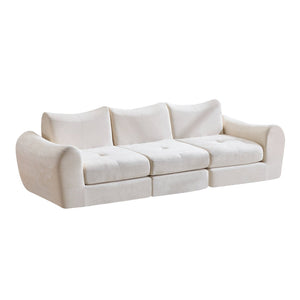 English Elm Modular Cloud Sectional Sofa Bed with Flannelette Upholstery for Flexible Living White W1829S00073