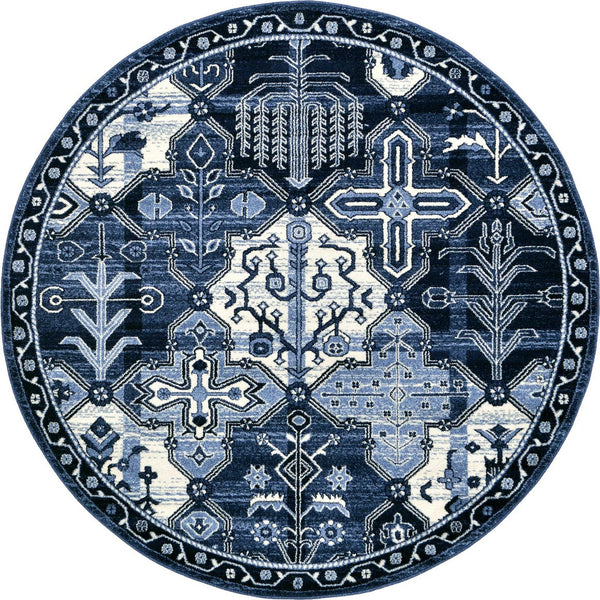 Unique Loom Blue La Jolla 6-foot Round Rug – Elegant, Durable Design Perfect For Modern And Traditional Spaces Blue  3119749-unique-loom