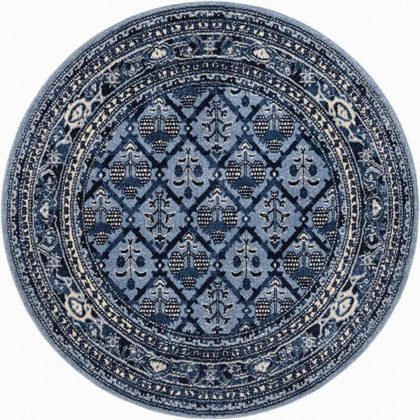 Unique Loom Blue La Jolla 6-foot Round Rug – Elegant, Durable Design Perfect For Modern And Traditional Spaces Blue  3119772-unique-loom