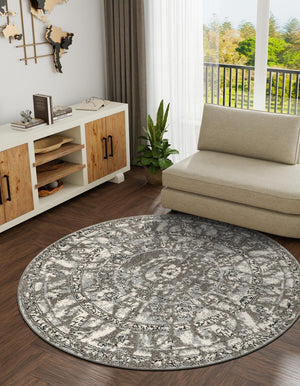 Unique Loom Gray 3' 1" Round La Jolla Rug - Soft Contemporary Accent For Modern Living Spaces And Décor Gray  3132028-unique-loom