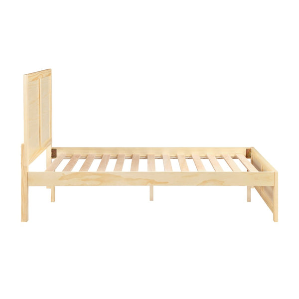 English Elm Contemporary Full Platform Bed Tall Headboard Natural Pine Wood Scandinavian Bedroom Frame B011S02456