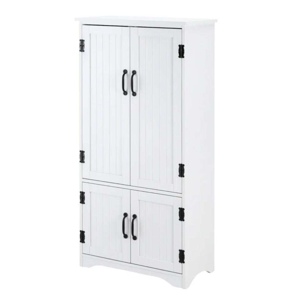 English Elm Foyer Beadboard Floor Cabinet with Drawers White Farmhouse Storage for Entryway Bath White T3971P469681