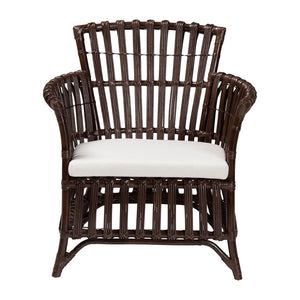 English Elm Bohemian Natural Rattan Accent Chair with Openwork Frame and Foam Cushion Seat B2750P420414
