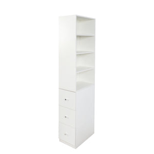 English Elm 70.87" H Modern Wooden Tall Storage Cabinet - 4-Tier Display Shelf & 3 Drawers For Stylish Organization W331P281205