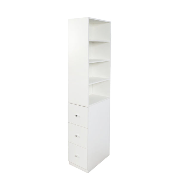 English Elm 70.87" H Modern Wooden Tall Storage Cabinet - 4-Tier Display Shelf & 3 Drawers For Stylish Organization W331P281205