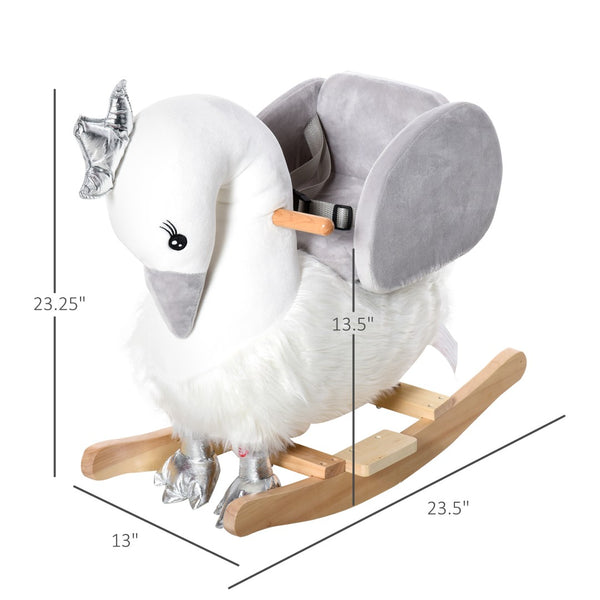 English Elm Qaba Plush Bear Toddler Rocker with Wooden Base Sound Feature and Safety Belt W2225P229181