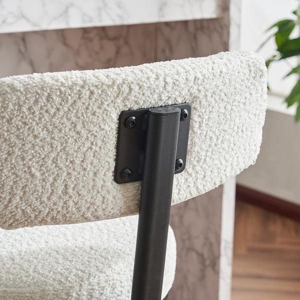 English Elm Modern Bouclé Swivel Bar Stools Set of 2 — Counter Height Fabric Seats with Metal Frame & Footrest, 360° Comfort White W1901P264272