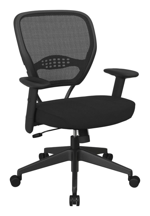 OSP Home Furnishings Professional Airgrid Mesh Back Manager Chair with Lumbar Support for Ergonomic Office Use Black 55-7N17-3M