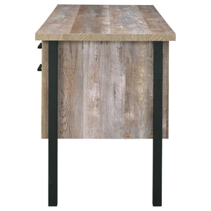 English Elm Azura Weathered Oak 4-drawer Office Desk with Spacious Work Surface, Rustic Engineered Wood, Organized Storage B062P337737