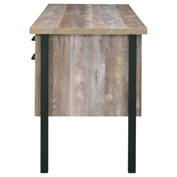 English Elm Azura Weathered Oak 4-drawer Office Desk with Spacious Work Surface, Rustic Engineered Wood, Organized Storage B062P337737