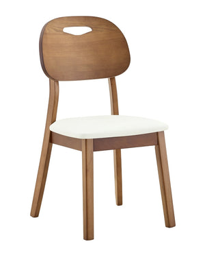 English Elm 2 Solid Walnut Toned Wood Dining Chairs Gray Fabric Seat Hollowed Backrest Modern Walnut,White W1151P455539