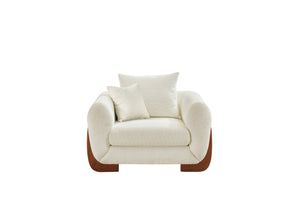 English Elm Upholstery Fabric Single Arm Chair Sofa In Cozy Beige Sherpa With Sturdy Wood Legs For Comfort W2817S00007-GIGA