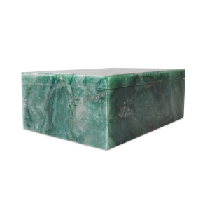 Green Aventurine Box - Handcrafted Decorative Stone Storage with Unique Color Variations & Sheen