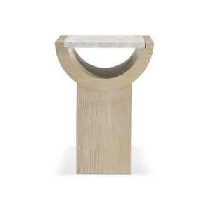 Bernhardt Bernhardt Asana Oak Pedestal Accent Table with Faux Travertine Top for Modern Living 312116