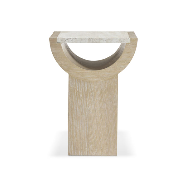Bernhardt Bernhardt Asana Oak Pedestal Accent Table with Faux Travertine Top for Modern Living 312116