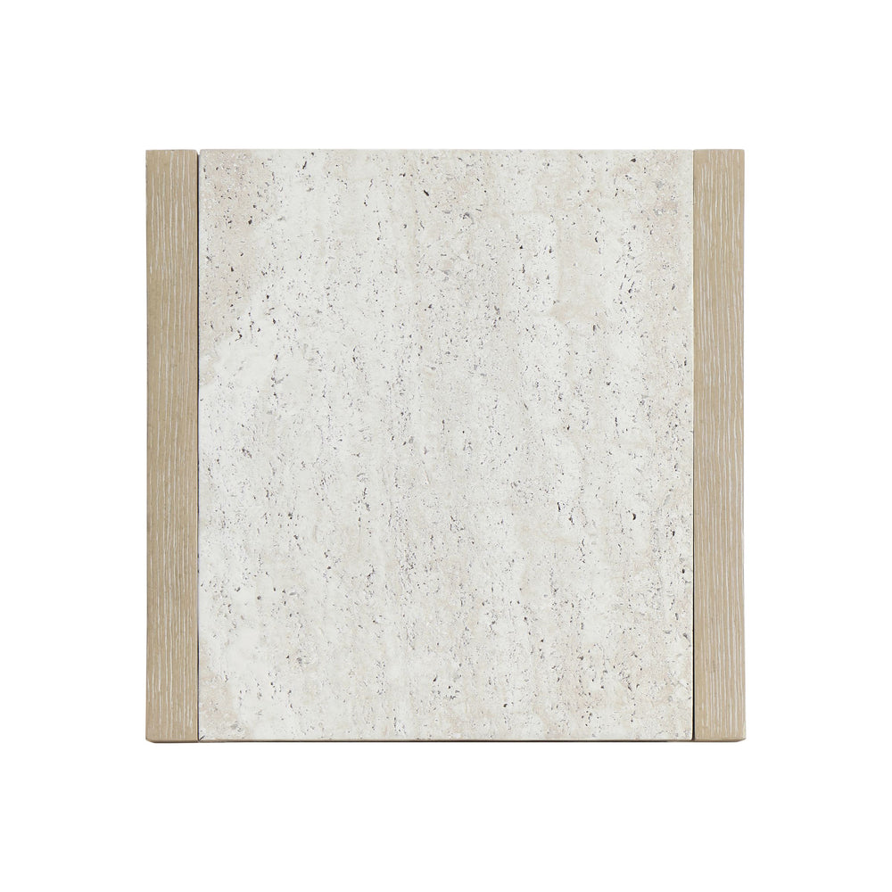Bernhardt Bernhardt Asana Oak Pedestal Accent Table with Faux Travertine Top for Modern Living 312116