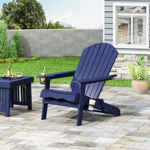 English Elm Christopher Knight Home® - BELLWOOD Adirondack Chair with Folding Design, Rustic Outdoor Wood Seat, Built-In Cup Holder Comfort Blue 37.75 L x 26.75 W x 8.5 H 68940.00BLU