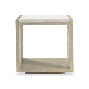 Bernhardt Bernhardt Asana Wire-brushed Oak Side Table with Faux Travertine Top and Shelf 312128