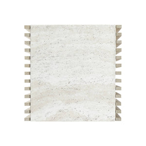 Bernhardt Asana Wire-brushed Oak Side Table with Faux Travertine Top and Shelf