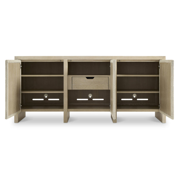 Bernhardt Asana Wire-brushed Oak Buffet with Danish Cord Doors and Soft-close Storage