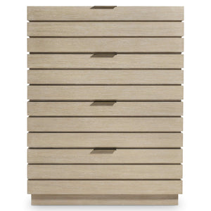 Bernhardt Asana Wire-brushed Oak Tall Chest with Slatted Japandi Design for Bedroom
