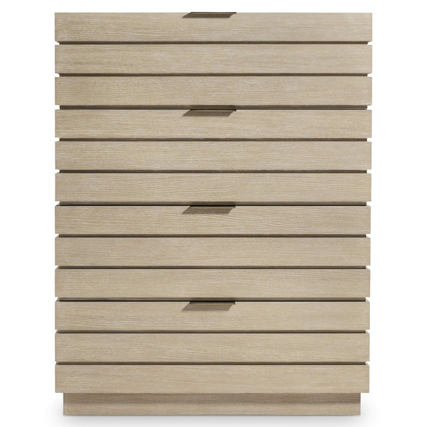 Bernhardt Asana Wire-brushed Oak Tall Chest with Slatted Japandi Design for Bedroom