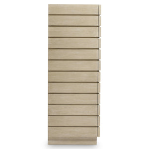 Bernhardt Asana Wire-brushed Oak Tall Chest with Slatted Japandi Design for Bedroom