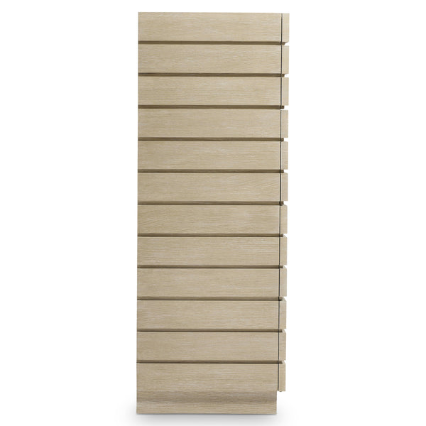 Bernhardt Asana Wire-brushed Oak Tall Chest with Slatted Japandi Design for Bedroom