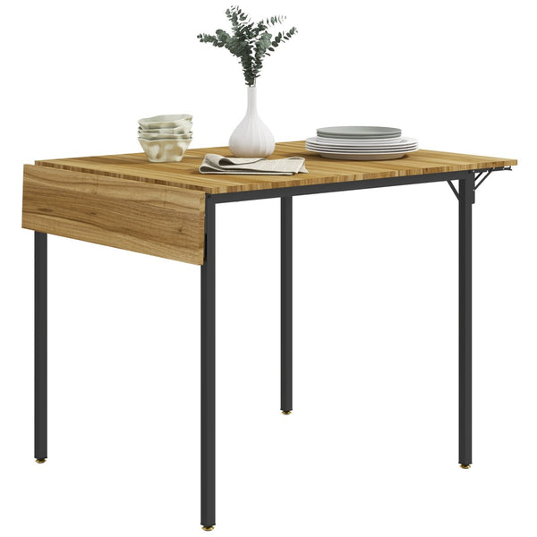 English Elm Homcom Industrial Drop Leaf Dining Table Walnut Finish Seats Four Small Spaces W2225P229203