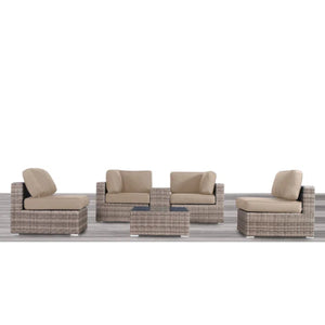 English Elm Fully Assembled 6-Piece Outdoor Hdpe Wicker Seating Group With Cushions For Stylish Relaxation B120S00157