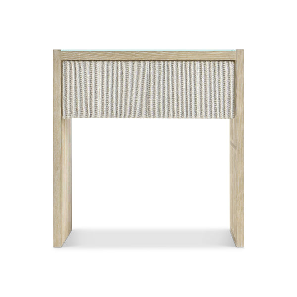 Bernhardt Asana Wire-brushed Oak Nightstand with Danish Cord Drawer and Glass Top