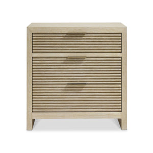 Bernhardt Asana Wire-brushed Oak Nightstand with Slatted Drawers and Usb Charging
