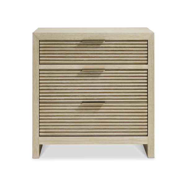 Bernhardt Asana Wire-brushed Oak Nightstand with Slatted Drawers and Usb Charging