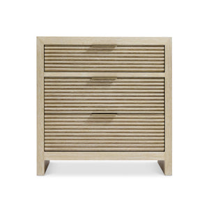 Bernhardt Asana Wire-brushed Oak Nightstand with Slatted Drawers and Usb Charging