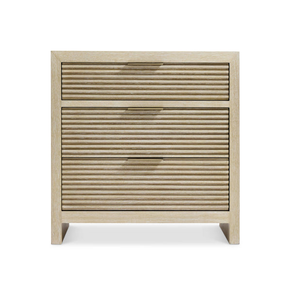 Bernhardt Asana Wire-brushed Oak Nightstand with Slatted Drawers and Usb Charging
