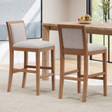 Christopher Knight Home® - Noble House - - 30.5 Inch Height Bar Stools Set Of 2, Rubber Wood Frame,Fabric Sponge Cushion And Upholstered Barstools, Retro Bar Chairs Suitable For Kitchen Island,Bedroom,Dining Room.