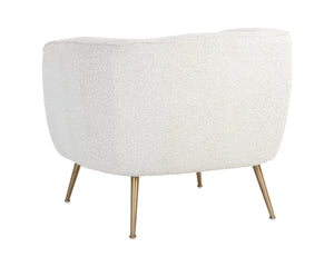 Sunpan Amara Lounge Chair – Bold Curved Frame with Gold Stainless Steel Legs for Modern Home Elegance Copenhagen White