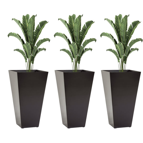 English Elm Outsunny Set Of 3 Tall Planters – 28" Versatile Indoor/Outdoor Flower Pots With Drainage Holes W2225P174479-GIGA